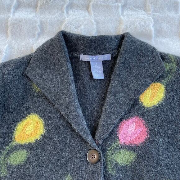 🔥Caroll Reed Wool Floral Embroidered Artsy Sweater Cardigan Cottage Grandmacore - Picture 10 of 15